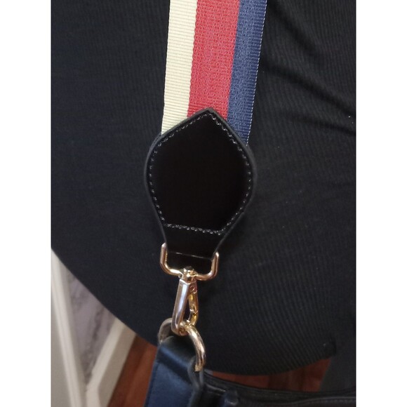 Ah Dorned Black Leather Crossbody Bag with Stripe Strap - Picture 6 of 16